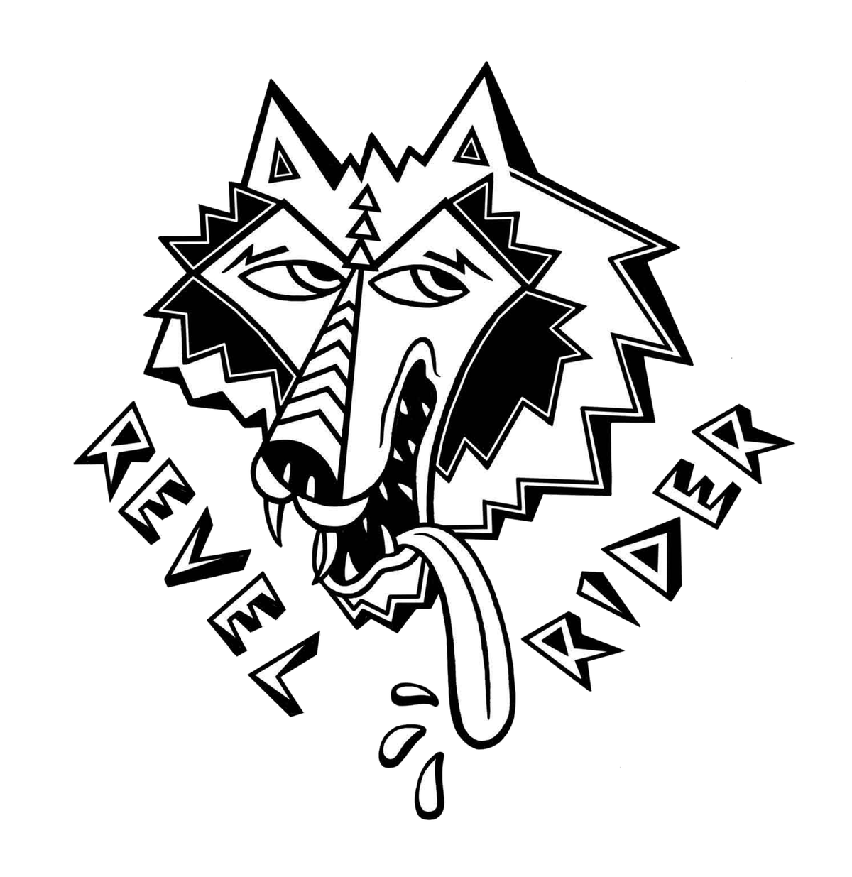 Revel Rider Worn Wolf artwork, white on black in fit story